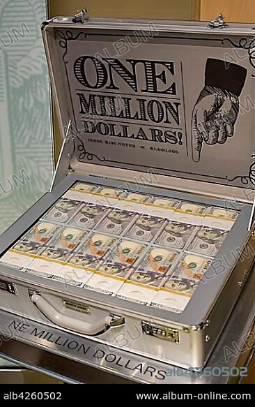 Million dollar suitcase, Federal Reserve Bank of Chicago, Money Museum, Chicago, Illinois, USA, North America.