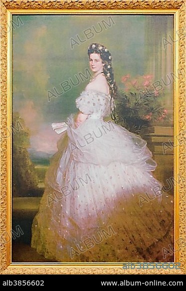Painting of Empress Sisi or Empress Elisabeth of Austria, Queen of Hungary, Schloss Schoenbrunn Palace, Vienna, Austria, Europe.