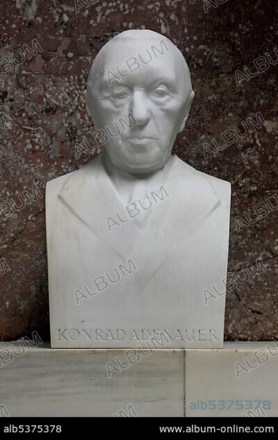 Bust of Konrad Adenauer, Walhalla temple, Donaustauf, Bavaria, Germany, Europe.