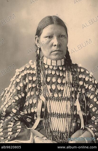 Freckled Face; woman from the Arapahoe tribe; an Indian people of North America; after a picture by F.A.Rinehart; 1899; Historic; digitally restored reproduction of an original from that time.
