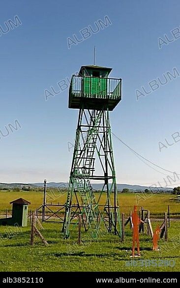 Old watchtower at former Iron Curtain, path of borderline experience Bildein, Oberbildein, Southern Burgenland, Burgenland, Austria, Europe.