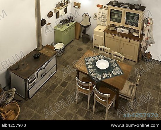 Kitchen, c. 1900, Industrial Museum, Lauf, Middle Franconia, Bavaria, Germany, Europe.