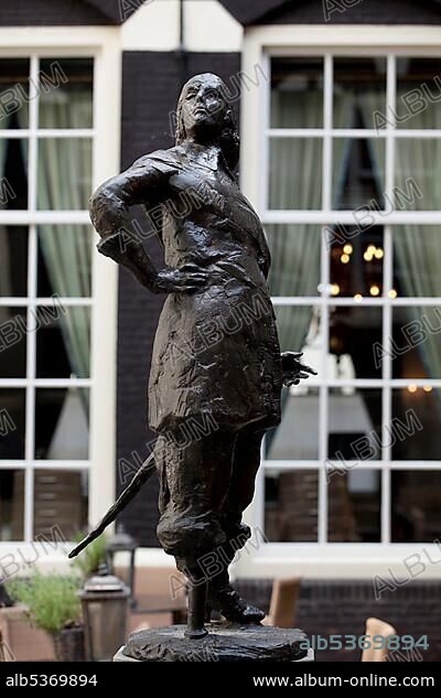 Statue of Peter Stuyvesant in the West Indies Huis, Amsterdam, Holland, Netherlands, Europe.