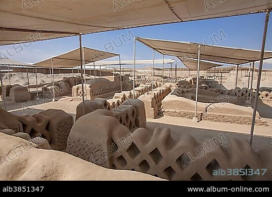 Tschudi Complex, ruins of Chan Chan, UNESCO World Heritage Site, Trujillo, Peru, South America.