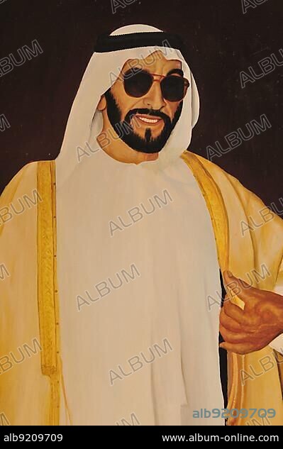 Picture of Sheikh Khalifa bin Zayid Al Nahyan at Al Ain Palace Museum, Al Ain, Abu Dhabi, United Arab Emirates, Arabia, the Orient, Middle East, Asia.