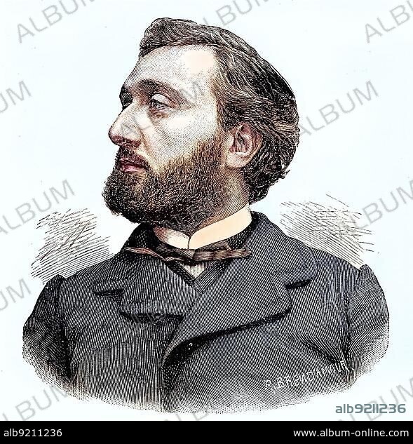 Leon Gambetta, 1838, 1882, was a French statesman who distinguished himself during and after the Franco-Prussian War, Situation at the Time of the Franco-Prussian War, 1870-1871, Historical, digitally restored reproduction from a 19th century original.