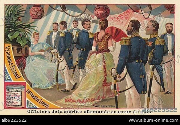 Picture series German Navy, Officiers de la marine allemande en tenue de gala, German naval officers in gala uniform, digitally restored reproduction of a collectors picture from c. 1900.