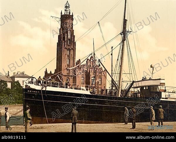 The lighthouse of Bremerhaven; Bremen; Germany; Historical; photochrome print from the 1890s; Europe.