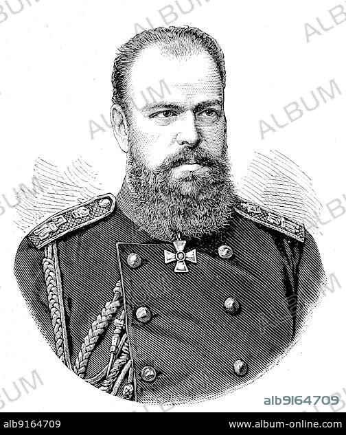 Alexander III, born Alexander Alexandrovich Romanov, 10 March 1845, 1 November 1894, descended from the House of Romanov-Holstein-Gottorp and was Emperor of Russia from 1881 to 1894, digitally restored reproduction of an original 19th century painting.