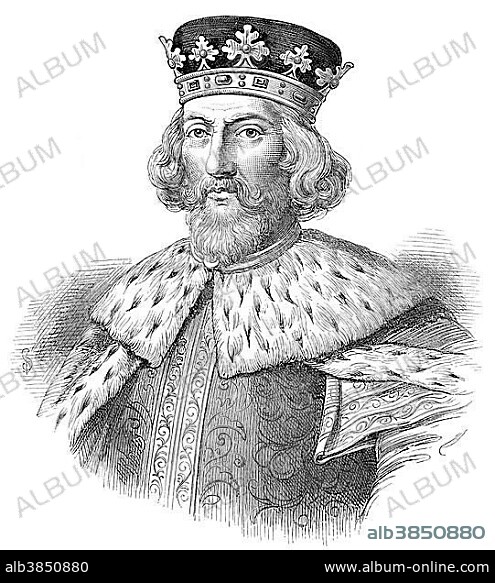 Portrait of John Lackland, Johann Ohneland, Jean Plantagenêt, Jean Sans-Terre 1166 - 1216, King of England from 1199 to 1216.