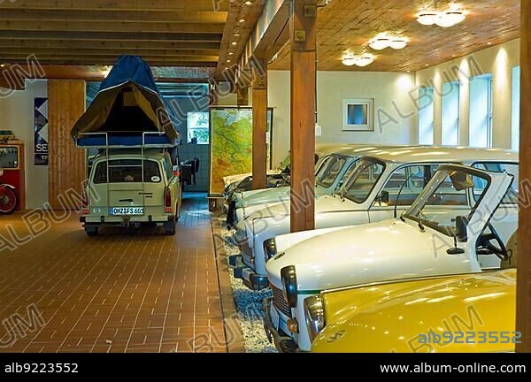 DDR cars Trabant in an exhibition. Private museum on the Weser island of Harriersand. District of Osterholz. Germany Europe.
