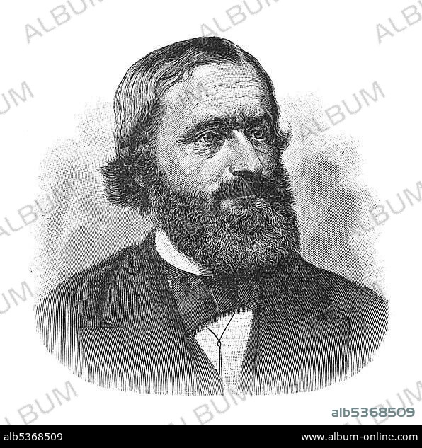 Woodcut, Gustav Robert Kirchhoff, portrait.