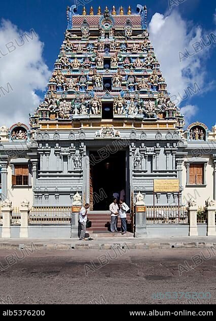 Hindu Sri Vinayagar Navasakthi temple on Quincy Street, Victoria, Mahe Island, Seychelles, Indian Ocean, Africa.