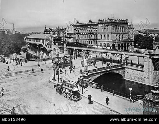 Elevated railway at Hallesches Tor, historical photo, ca. 1920, Berlin, Germany, Europe.
