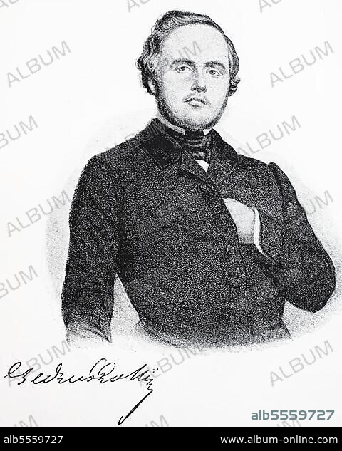 Alexandre Auguste Ledru-Rollin, 2 February 1807 in Paris, 31 December 1874, was a French politician, a champion of the working class who was forced into exile after the failure of the French Revolution of 1848, Historical, digitally restored reproduction of a 19th century original, Exact date unknown.