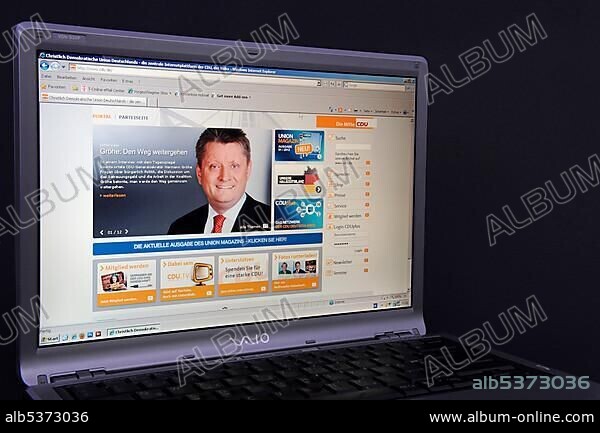 Website, CDU webpage on the screen of a Sony Vaio laptop, Christian Democratic Union of Germany.