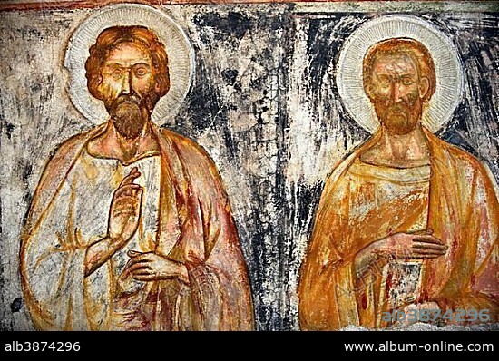 Fresco with Christ Pantocrator, 13th - 14th century, Amalfi Cathedral Museum, Amalfi, Campania, Italy, Europe.