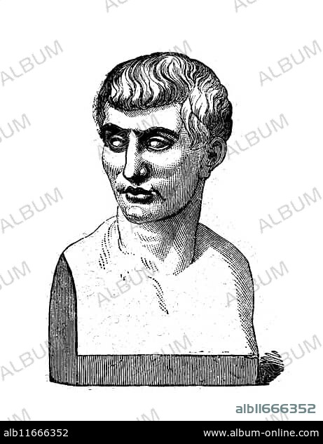 Decimus Iunius Brutus Albinus, 81 BC, 43 BC, a Roman politician and soldier, Historical, digital reproduction of an original from the 19th century.