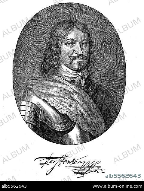 Lennart Torstensson, Count of Ortala, 17 August 1603, 7 April 1651, was a Swedish general and later Governor General of Västergötland, Dalsland, Värmland and Halland, Historical, digitally restored reproduction of a 19th century original, exact date unknown.