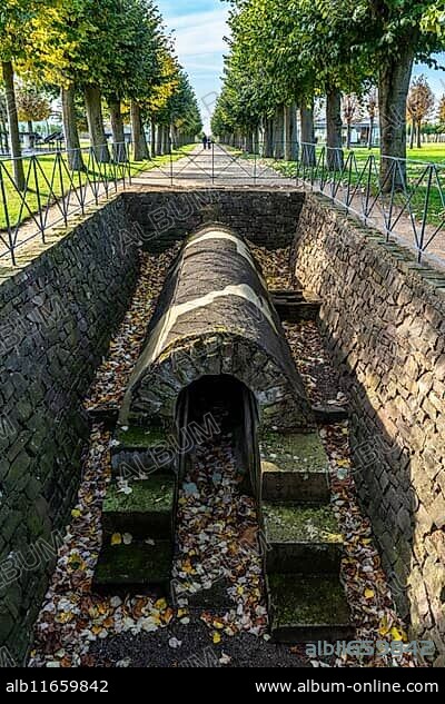 Xanten Archaeological Park, open-air museum on the site of the former Roman city of Colonia Ulpia Traiana, Roman aqueduct, North Rhine-Westphalia, Germany, Europe.