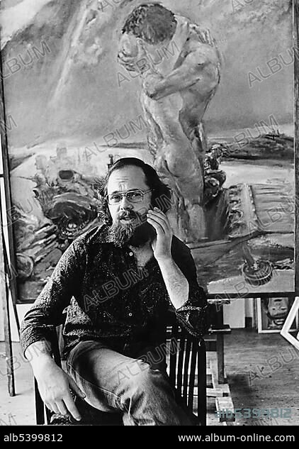 The Leipzig painter Sighard Gille in his studio, East Germany, Europe, circa 1978.