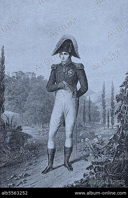 Jerome-Napoleon Bonaparte, geboren als Girolamo Buonaparte, 15. November 1784, 24. Juni 1860, war der jüngste Bruder von Napoleon I. und regierte als Jerome I. offiziell Hieronymus Napoleon, König von Westfalen, Historisch, digital restaurierte Reproduktion einer Originalvorlage aus dem 19. Jahrhundert, genaues Originaldatum nicht bekannt.
