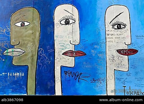 Mary Mackey, Mural, detail, East Side Gallery, Berlin Wall Gallery, Berlin, Germany, Europe.