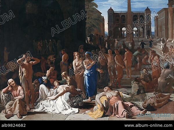 The Plague in an Ancient City; Holland; circa 1650-1652; Painting by Michael Sweerts; Historic; digitally restored reproduction from an original of the period.