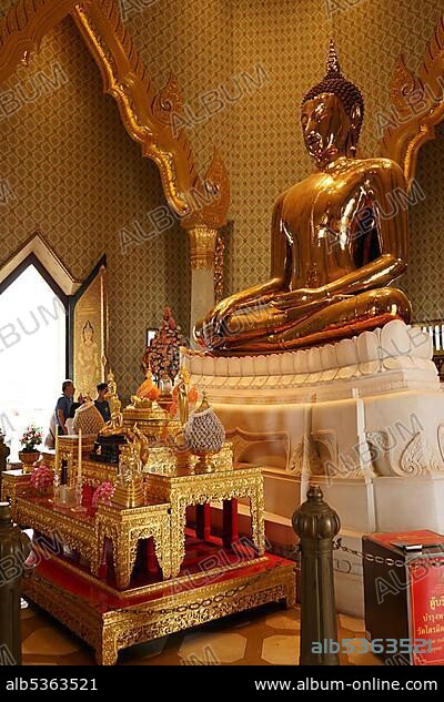 Golden Buddha, Phra Phuttha Maha Suwan Patimakon, Wat Traimit, Wat Traimit Withayaram Worawihan, Temple of the Golden Buddha, Samphanthawong District, Chinatown, Chinese Quarter, Bangkok, Thailand, Asia.