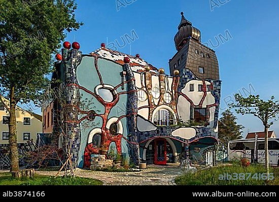 KunstHaus Abensberg by Peter Pelikan, exhibition hall Friedensreich Hundertwasser at the Kuchlbauer Brauerei brewery, Kuchlbauer's Bierwelt or World of Beer, Abensberg, Lower Bavaria, Bavaria, Germany, Europe.