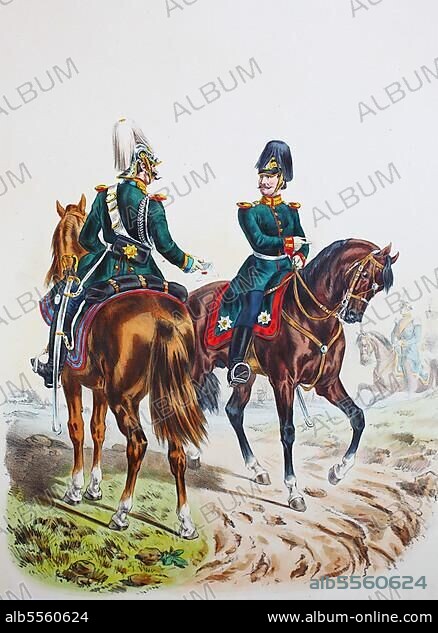 Prussian Army, Prussian Guard, Leib Gendarmerie and Riding Feldjäger Corps, Constable, Officer Oberjäger, Army Uniform, Military, Prussia, Germany, digitally restored reproduction of a 19th century original, Europe.