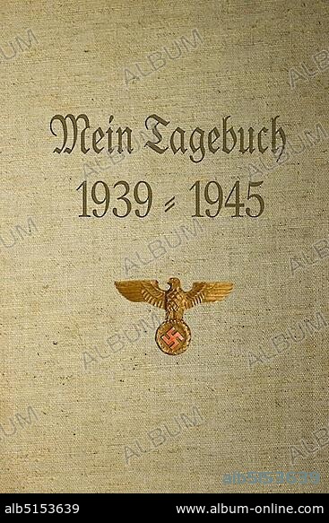 Binding of a historical diary 1939 to 1945 with the Reich Eagle and swastika, Berlin, Germany