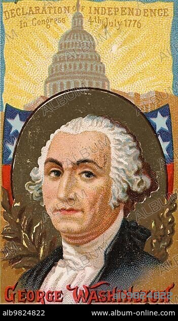 Famous people in American history; George Washington ('w????t?n) (born22. February 1732 (1) on the Wakefield estate (also called Pope's Plantation) in Westmoreland County; Virginia Colony; ? 14 December 1799 at Mount Vernon; Virginia) was the first President of the United States of America from 1789 to 1797; Historical; digital reproduction of a 19th century collector's picture.