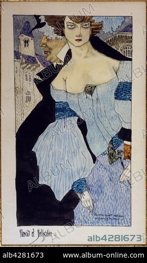 Gustav Adolf Mossa. French school. David and Bathsheba. David et Bethsabée. 1905. Watercolour and ink (23.5 x 13.8 cm). Private collection. Gustav-Adolf Mossa (1883-1971).. These photographic works are protected by legislation concerning literary and artistic property in all countries. Royalties are handled by ADAGP. To publish or diffuse these photographs, you must imperatively obtain the authorization of ADAGP or its correspondents abroad and to pay corresponding royalties. If you download this image in high definition, your postal address, telephone number and e-mail address will automatically be forwarded to ADAGP.. ADAGP - 11,rue Berryer - Paris. Tel. : (33) 1 43 59 09 79. Fax : (33) 1 45 63 44 89. E-mail : adagp@adagp.fr. Web : http://www.adagp.fr.