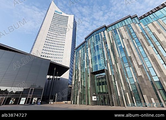 University Campus University of Leipzig, Panorama Tower, Plate of Art, City Tower, Leipzig, Saxony, Germany, Europe.