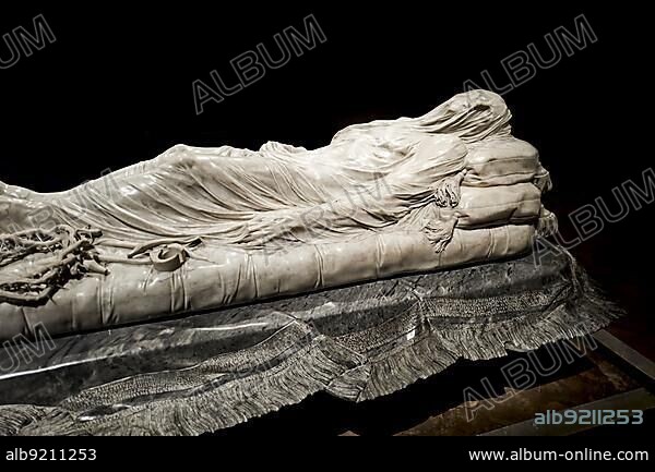 Naples Campania Italy. The Veiled Christ (Cristo velato) is a marble sculpture made by Giuseppe Sanmartino and preserved in the Cappella Sansevero.