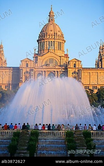 Font Màgica and Palace of Montjuic, Barcelona, Catalonia, Spain, Europe.