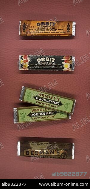Old Orbit; Wrigley's and Beeman's chewing gum wrappers from American Second World War Two soldiers.