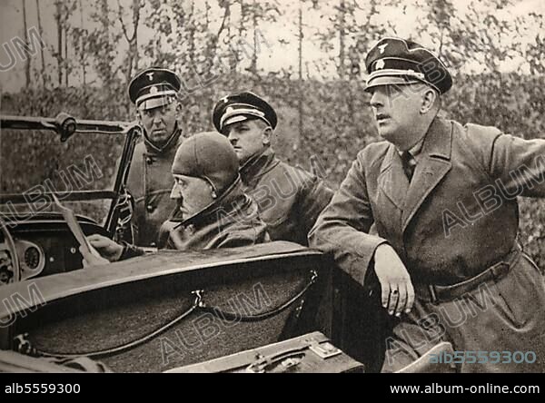 Adolf Hitler (* 20 April 1889 in Braunau am Inn) († 30 April 1945 Berlin), Leader of the Nazi Party, Reich Chancellor from 1933, also self-appointed "Fuehrer" and head of state of Germany.