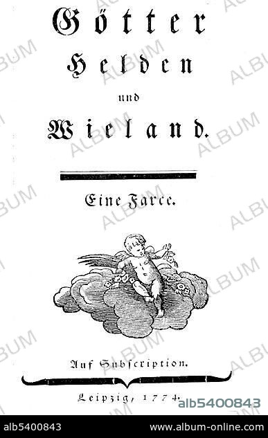 First edition of Goethe's Goetter, Helden und Wieland, historic illustration from Deutsche Literaturgeschichte, a history of German literature from 1885.