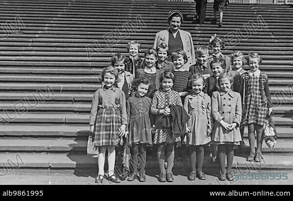 School trip to Leipzig Markleeberg for the Horticultural Exhibition 1953. EXACT RECORD DATE ESTIMATED.