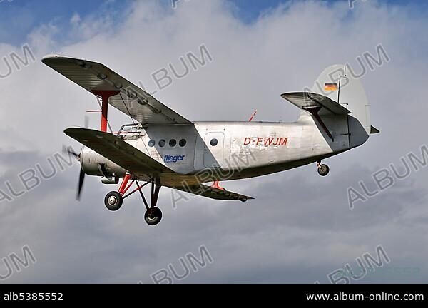 Russian multi-purpose aircraft and the world's largest biplane Antonov AN-2, Europe's largest meeting of vintage planes at Hahnweide, Kirchheim-Teck, Baden-Wuerttemberg, Germany, Europe.