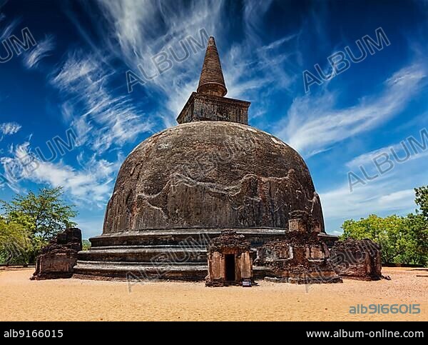 Sri Lankan tourist landmark, Kiri Vihara, ancient dagoba. Pollonaruwa, Sri Lanka, Asia.