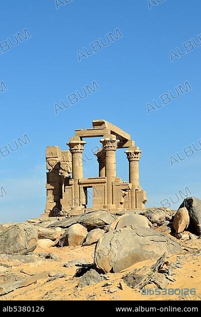 Kiosk of Qertassi or Kertassi at ancient Nubian temple of Kalabsha, Mandulis, on island on Lake Nasser near Aswan High Dam, Egypt, North Africa, Africa.