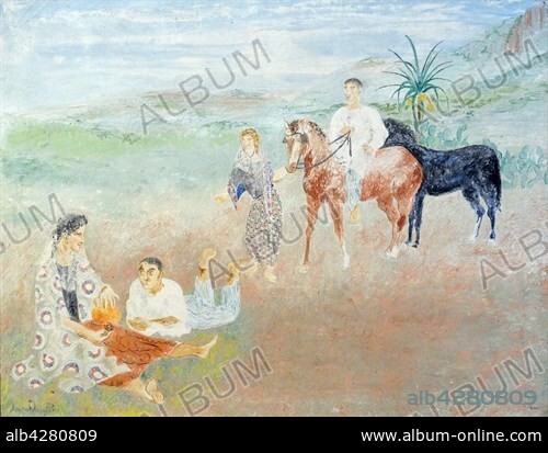 Painting titled 'Pastoral' by Joan Junyer Pascual-Fibla (1904-1994) Catalan painter who trained at the school of Francisco Gail. Dated 1929.