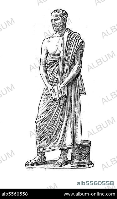 Demosthenes, 384 bis 322 v. Chr. Ein griechischer Staatsmann und Redner des antiken Athen, Griechenland, Historisch, digital restaurierte Reproduktion einer Originalvorlage aus dem 19. Jahrhundert.