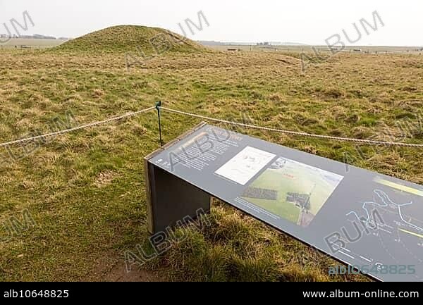 Bronze Age burial mounds known as the Cursus Barrows, Stonehenge, Wiltshire, England, UK.