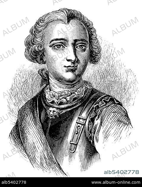 Portrait of Louis Joseph de Montcalm-Gozon, Marquis de Saint-VÃ©ran, 1712 - 1759, Commander of the French army in Canada during the French and Indian War also known as the Seven Years' War, 1756 - 1763.