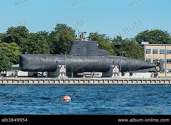 Submarine, Military Open Air Museum, Inner Harbor, Nyholm Island, Copenhagen, Denmark, Europe.