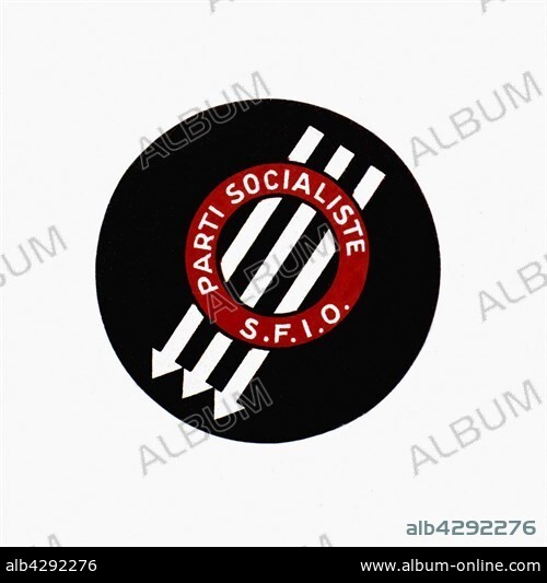 SFIO logo, former French Socialist Party, during the Popular Front. .. 1936. France.